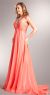 Bejeweled Straps Shirred Long Formal Evening Prom Dress in Orange